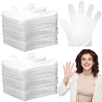 Dingion 4000 Pack Disposable Gloves Plastic Disposable Food Prep Safe PE Latex Free Gloves for Gardening Kitchen Cooking Food Handling