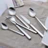 70 Piece Bordered Square Silverware Set for 14 Durable 18/10 Stainless Steel Flatware Set Kitchen Restaurant Cutlery Utensil Include Spoon Fork Knife Dessert Fork Dessert Spoon Heavy Silverware view 3