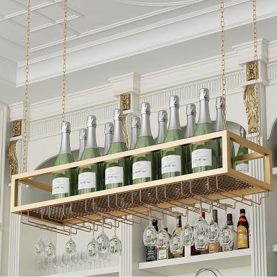 Ceiling Plant Stand With Chain - Hanging Wine Glass Holder, Vintage Storage Rack, Single Layer Bar Floating Shelf, Living Room Wall Mounted Decorative Shelf, Easy To Install ( Size : 100*25*20cm )