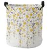 Laundry Basket,Autumn Yellow Weeping Floral White Back Waterproof Clothes Hampers with Handle,Gray Flower Vine Leaf Large Collapsible Storage Bag for Bedroom Bathroom 13.8x17In view 1