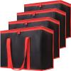 Bodaon odaon 4-Pack Insulated Reusable Grocery Shopping Bags, X-Large Picnic Cooler Bag Cold, Black with Red Edge view 1
