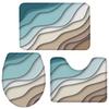 LEOSUCRE Bath Mat 3 Piece Bathroom Rug Sets, Ombre Teal and Brown Non Slip Bath Rug Contour Mat and Toilet Lid Cover, Absorbent Shower Mats Soft Bath Rug and Mat Sets Abstract Waves Large view 3