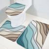 LEOSUCRE Bath Mat 3 Piece Bathroom Rug Sets, Ombre Teal and Brown Non Slip Bath Rug Contour Mat and Toilet Lid Cover, Absorbent Shower Mats Soft Bath Rug and Mat Sets Abstract Waves Large view 4