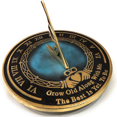 REDSKY TRADER Brass Sundial Grow Old with Me 10 inches Gift Idea for Parents, Grandparents, Friends, Couples, Sundial Gift, Garden Or Home Decor