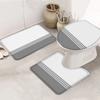 Bath Mat 3 Piece Bathroom Rug Sets, Farmhouse Gray Stripes Non Slip Bath Rug Contour Mat and Toilet Lid Cover, Absorbent Shower Mats Soft Bath Rug and Mat Sets Modern Abstract Minimalism Small view 1
