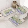 Bath Mat 3 Piece Bathroom Rug Sets, Farm Daisy Non Slip Bath Rug Contour Mat and Toilet Lid Cover, Absorbent Shower Mats Soft Bath Rug and Mat Sets Purple Buffalo Plaid Vintage Backdrop Small view 1