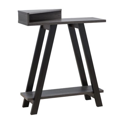 Benjara Baki 38 Inch Modern Wood Side Console Table, Corner Compartment, Black