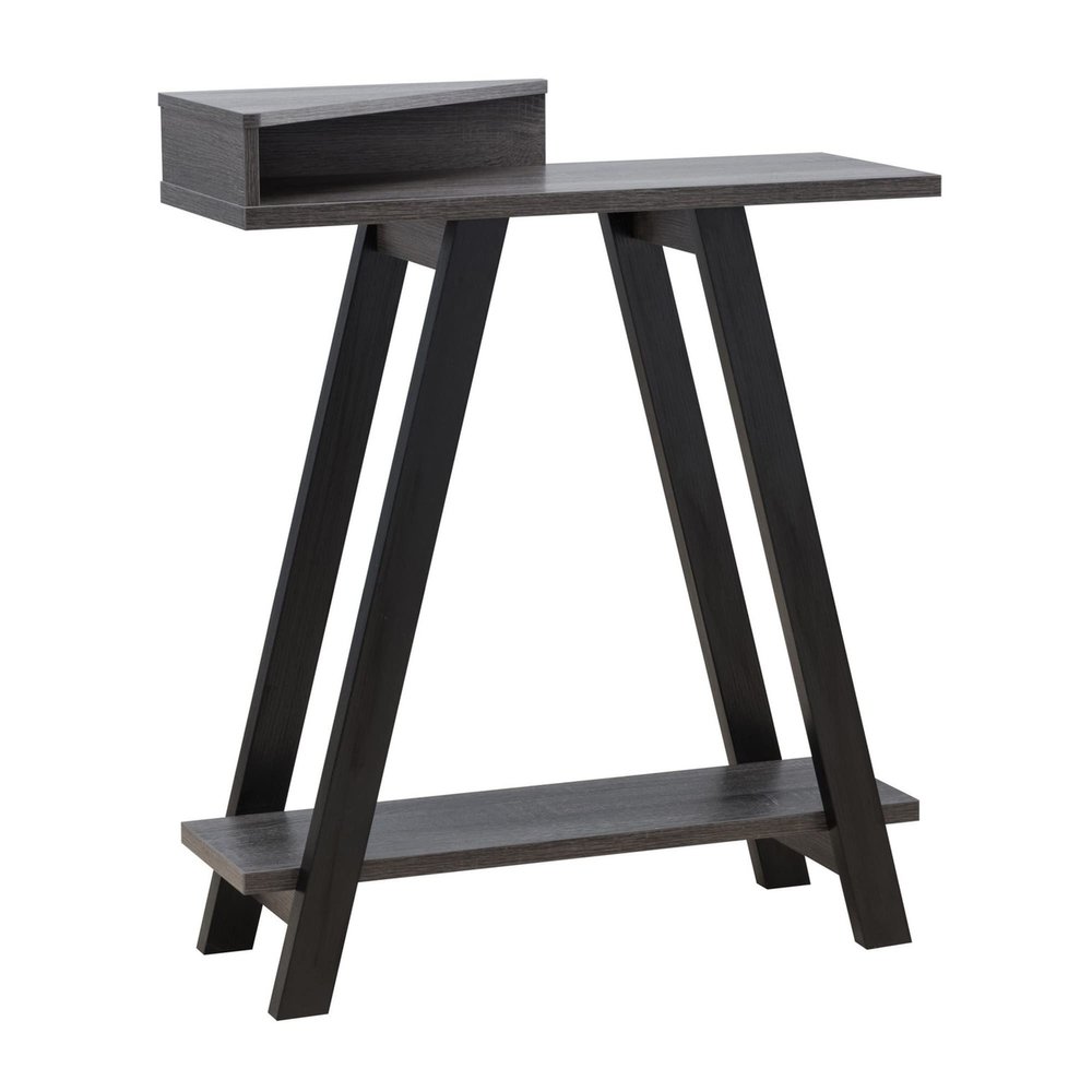 Benjara Baki 38 Inch Modern Wood Side Console Table, Corner Compartment, Black