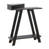 Benjara Baki 38 Inch Modern Wood Side Console Table, Corner Compartment, Black view 1