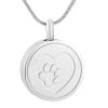 SHEIL Pet Urn Necklace with Dog Paw Print Heart Keepsake Jewelry Round Shape Stainless Steel Cremation Urn Pendant- Engravable,1 view 1
