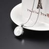 SHEIL Pet Urn Necklace with Dog Paw Print Heart Keepsake Jewelry Round Shape Stainless Steel Cremation Urn Pendant- Engravable,1 view 2