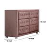Benjara Rex 40 Inch Modern Upholstered Dresser, 6 Drawers, Crystal Handles, Pink view 2