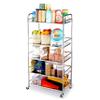 susunnus Stainless Steel Cart with Wheels 5 Tier,Stainless Steel Kitchen Cart,Utility Cart,Metal Cart with Wheels,Suitable for Various Occasions,Movable,Gift Tools view 1