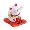 Beufee Lucky Cat Waving Arm, Chinese Lucky Cat, Solar Powered Lucky Money Cat Mini Happy Cat with Waving Arm Beckoning Cat Figurine Decoration for Car Home Office(White) view 3