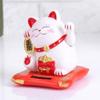 Beufee Lucky Cat Waving Arm, Chinese Lucky Cat, Solar Powered Lucky Money Cat Mini Happy Cat with Waving Arm Beckoning Cat Figurine Decoration for Car Home Office(White) view 4