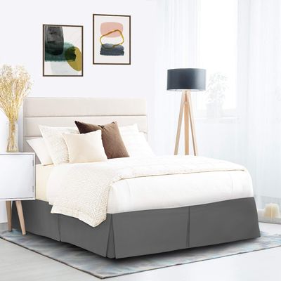 Bed Skirt, Hotel Quality Easy Fit Bed Skirt, 18" Inch Tailored Drop Bed Skirt, Soft & Premium Bed Skirt, Hotel Quality Bedskirt, Hotel Quality Bed Ruffle, Calfornia King Bed Skirt Dark Gray