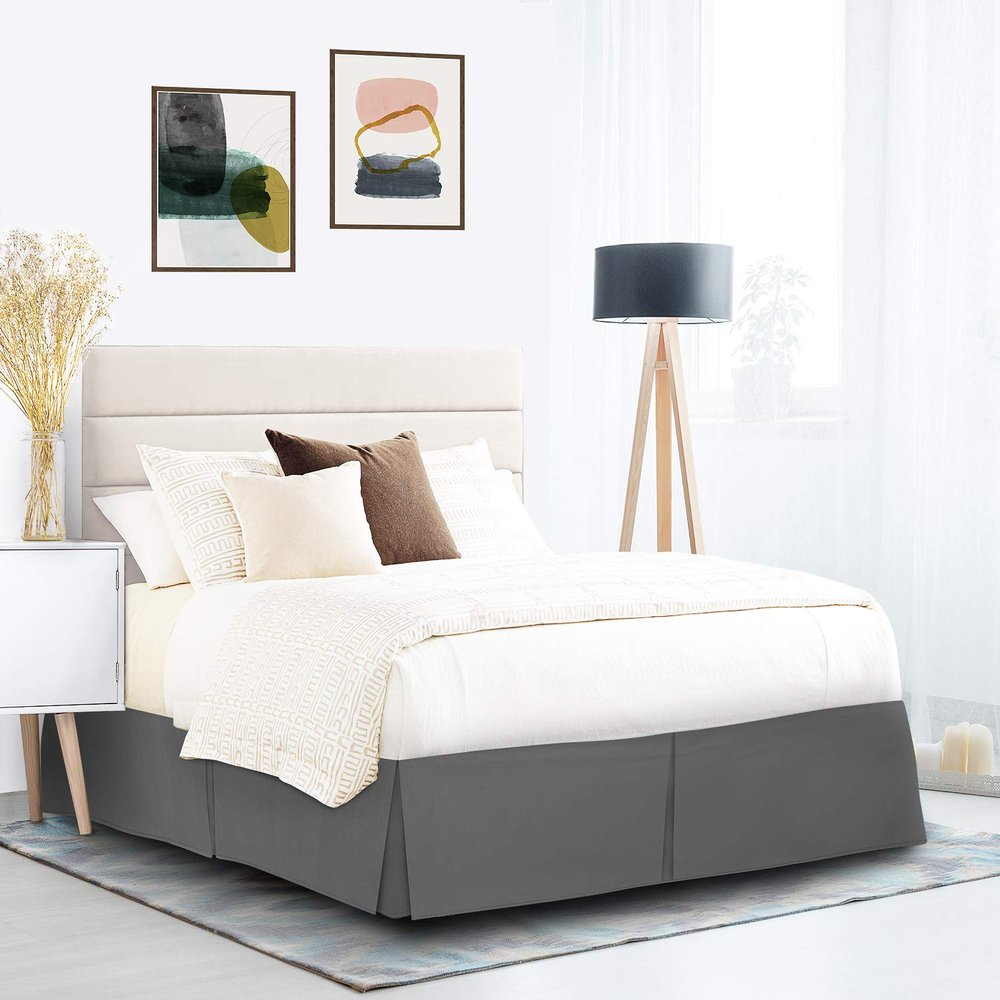 Bed Skirt, Hotel Quality Easy Fit Bed Skirt, 18" Inch Tailored Drop Bed Skirt, Soft & Premium Bed Skirt, Hotel Quality Bedskirt, Hotel Quality Bed Ruffle, Calfornia King Bed Skirt Dark Gray