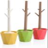 YQBUER Toilet Brush and Holder Toilet Brush Branch Shape Toilet Brush Fashion Bathroom Accessories Plastic Toilet Brush Holder Long Handle Easy to Clean Green Red Yellow Deep Cleaning Every Corner view 1
