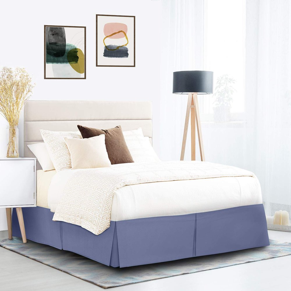 Bed Skirt, Hotel Quality Easy Fit Bed Skirt, 18" Inch Tailored Drop Bed Skirt, Soft & Premium Bed Skirt, Hotel Quality Bedskirt, Hotel Quality Bed Ruffle, Twin XL Bed Skirt Steel Blue