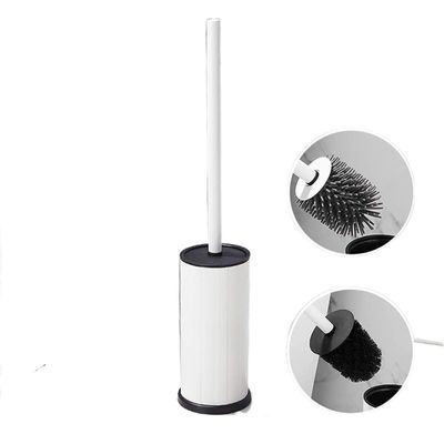 Toilet Brush and Holder Toilet Brush Stainless Steel Handle Thick Bristles Space Aluminum Floor-standing Toilet Bowl Brush Set with Base and Lid Deep Cleaning Every Corner ( Color : White , Size : B )