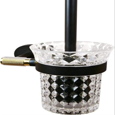 YQBUER Toilet Brush and Holder Frosted Toilet Bowl Brush Holder Set Glass Cup All-Round Cleaning Toilet Non-Perforated Toilet Cleaning Brush Deep Cleaning Every Corner