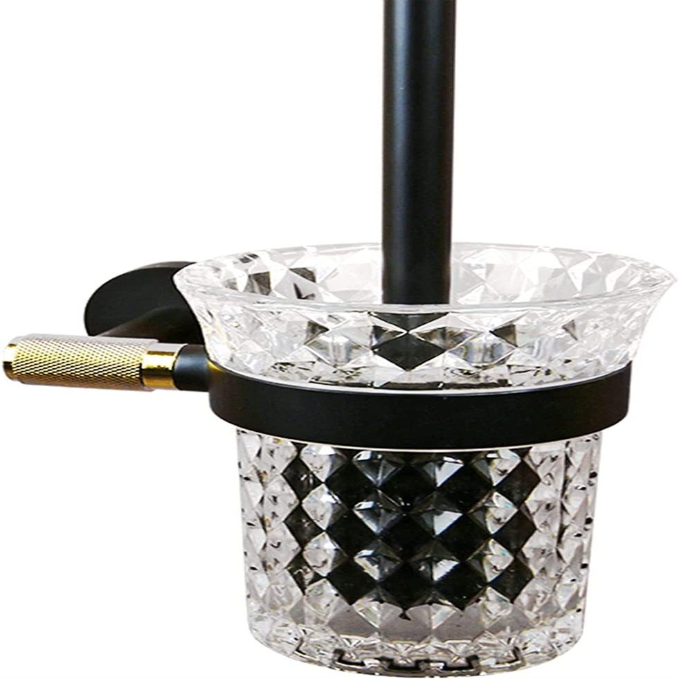 YQBUER Toilet Brush and Holder Frosted Toilet Bowl Brush Holder Set Glass Cup All-Round Cleaning Toilet Non-Perforated Toilet Cleaning Brush Deep Cleaning Every Corner
