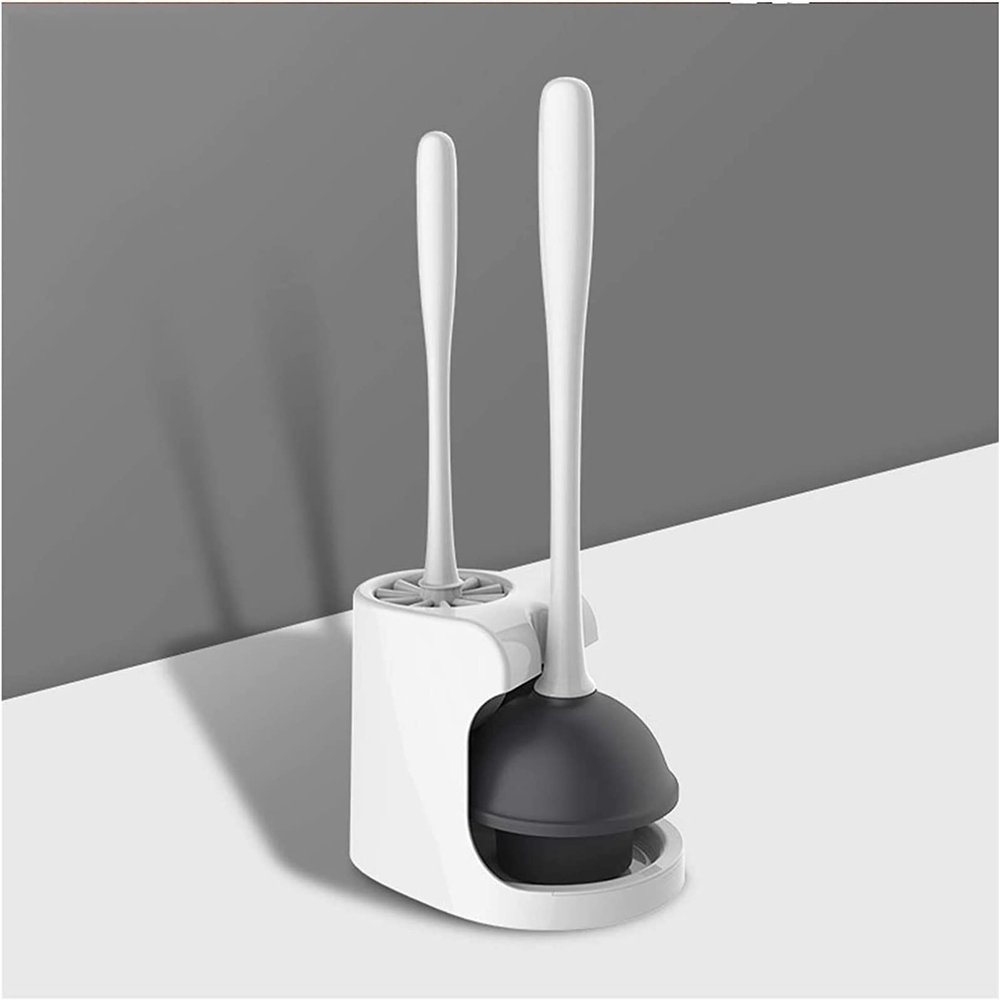YQBUER Toilet Brush and Holder Toilet Cleaning Kit Bathroom Cleaning Brush Toilet Dredge Toilet Dredge Cleaning Tool with Base Bold Handle-White Toilet Bowl Brush Deep Cleaning Every Corner