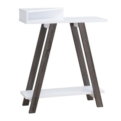 Benjara Baki 38 Inch Modern Wood Side Console Table, Corner Compartment, White