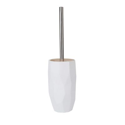 YQBUER Toilet Brush and Holder Beautiful Toilet Bowl Brush Set Resin Toilet Brush Set with Base with Toilet Bowl Brush That Should Be Placed on The Floor Deep Cleaning Every Corner (Color : White)