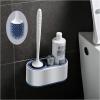 YQBUER Toilet Brush and Holder Toilet Bowl Brush Wall-Mounted Set Household Bathroom Wall-Mounted All-Round Cleaning Silicone Toilet Brush Rack Toilet Brush Deep Cleaning Every Corner (Color : B) view 1