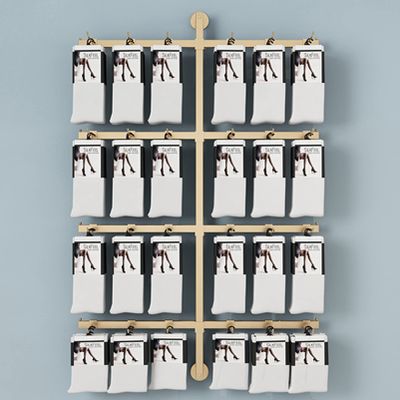 Fadiadem Wall Mounted Sock Rack Space-Saving Jewelry Stand, Earring Storage Organizer Display Holder, Underwear Display Shelf Removable Hook, Boutique Store Exhibit Collection Presentation Showcase