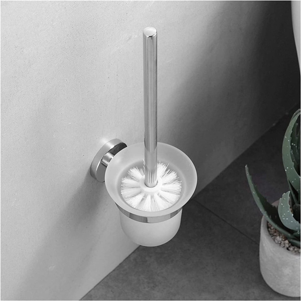 YQBUER Toilet Brush and Holder Punch-Free Toilet Brush Shelf Bathroom Toilet Stainless Steel Toilet Bowl Brush Set with Load-Bearing Capacity Deep Cleaning Every Corner