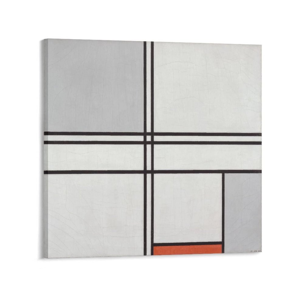 WANYING Piet Mondrian Composition (No. 1) Gray-RedPrinting Oil Painting Decorative Painting Poster Decorative Painting Abstract Oil Painting Room Aesthetic Poster Print Art Wall Painting Canvas Poster