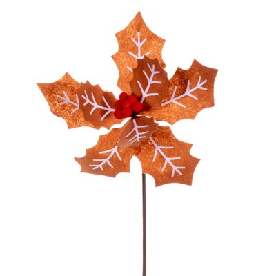 Vickerman 22" Red and White Felt Poinsettia, 4 per Bag.