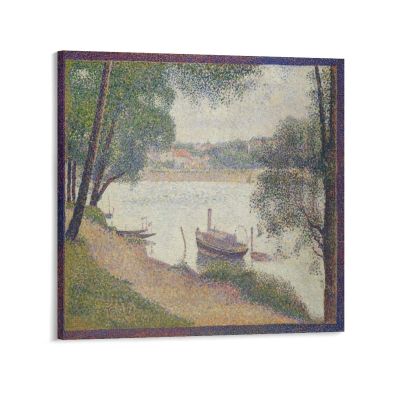 WANYING Georges Seurat Gray Weather, Grande Jatte Stippling Oil Painting Adornment Picture Canvas Wall Art Prints Poster Gifts Photo Picture Painting Posters Room Decor Home Decorative 28x28inch(70x70