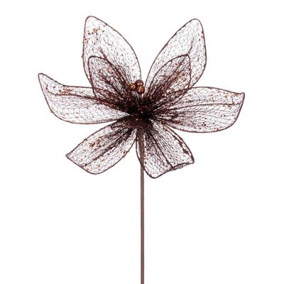 Vickerman 24" Mocha Mesh Glitter Sequin Poinsettia, 2 per Bag.