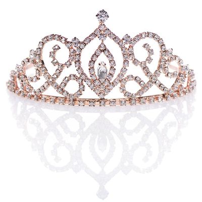 Rose Gold Cameo Perfect Rhinestone Tiara- 2 Inch