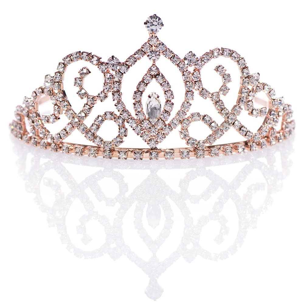 Rose Gold Cameo Perfect Rhinestone Tiara- 2 Inch