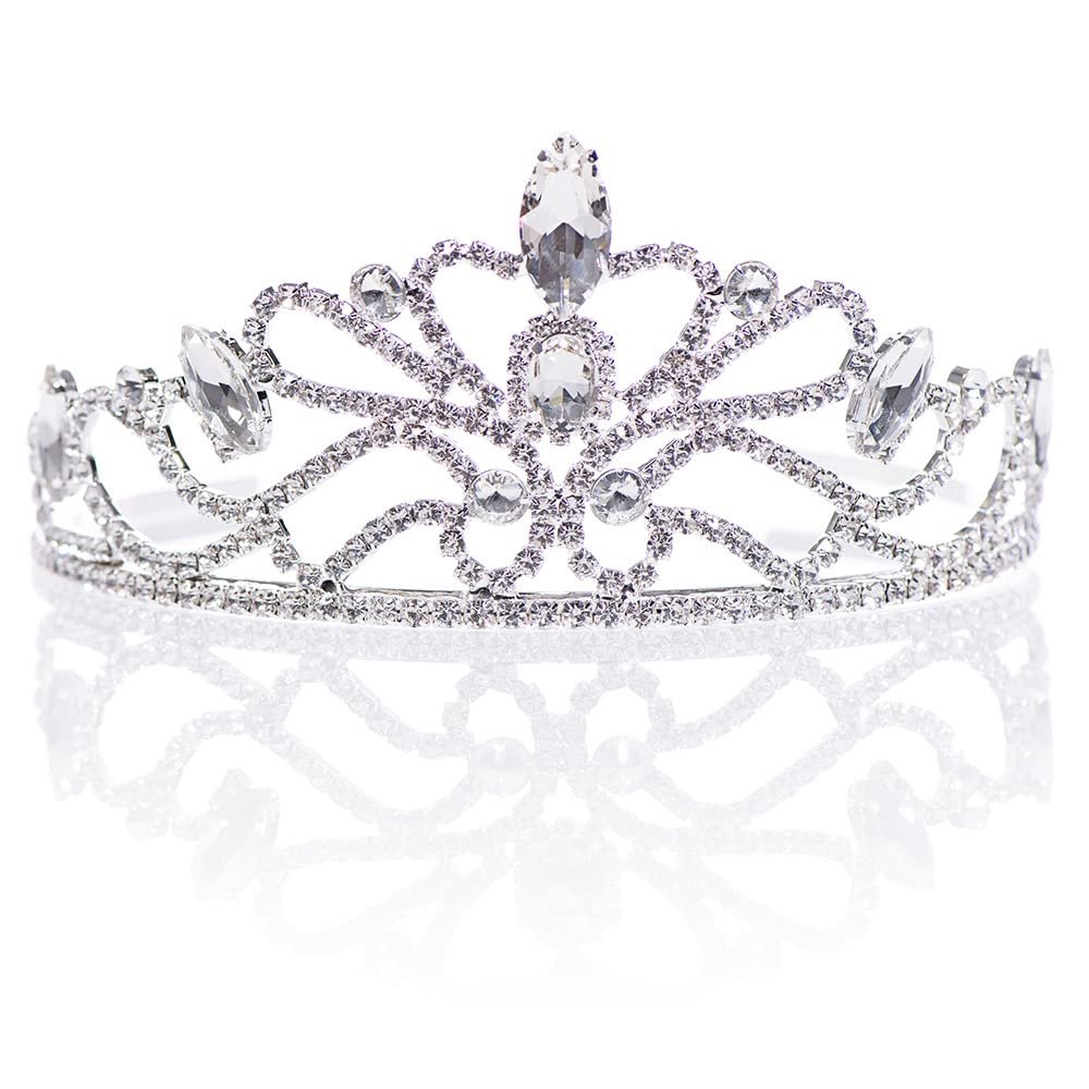 Andersons Ramona Tiara, 2.5" silver rhinestone crown for Prom Queen, pageants, weddings, quinceaeras, birthdays, Sweet 16, homecoming, school dances, costumes, parties, and events