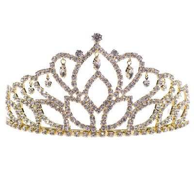 Andersons Gold Mirabella Tiara, 2-7/8 Inches High, Gold Rhinestone Crown, Prom Queen Tiara, Princess or Pageant Headpiece for Wedding, Homecoming, Quinceaera, Birthday, School Dance, Winter Formal, Award, Costume, Party, Event