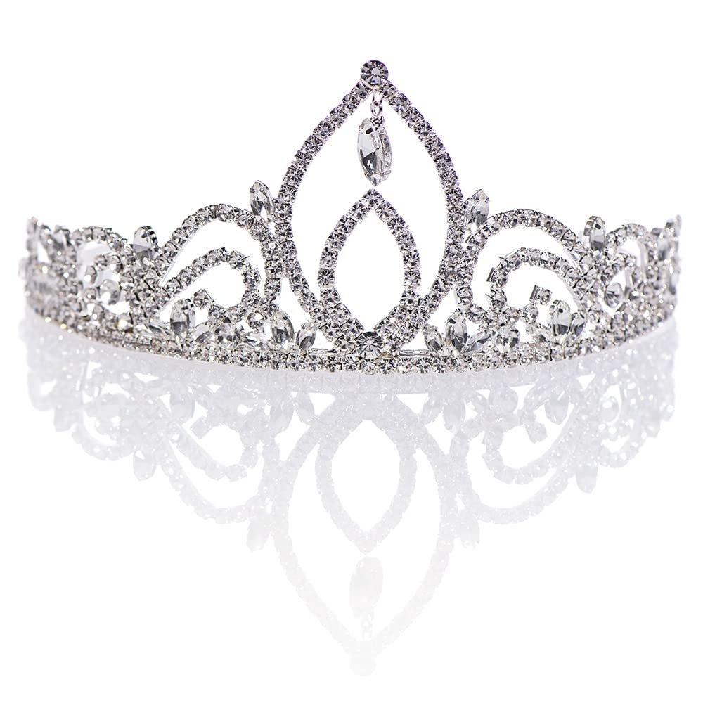 Anderson's Mary Clear Rhinestone Silver Tiara, 2.75 Inches, Women, Wedding Tiara, Queen Or Princess Prom Tiara Homecoming, Pageant, Wedding, School Dance, Award, Party, Event