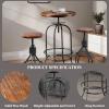 BOKKOLIK Rustic Bar Table Vintage Bistro Table Industrial Pub Table for Kitchen Coffee House Office Computer Desk Swivel Round Wooden Top 37.4-45.3inch Height Adjustable view 3