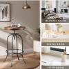 BOKKOLIK Rustic Bar Table Vintage Bistro Table Industrial Pub Table for Kitchen Coffee House Office Computer Desk Swivel Round Wooden Top 37.4-45.3inch Height Adjustable view 4