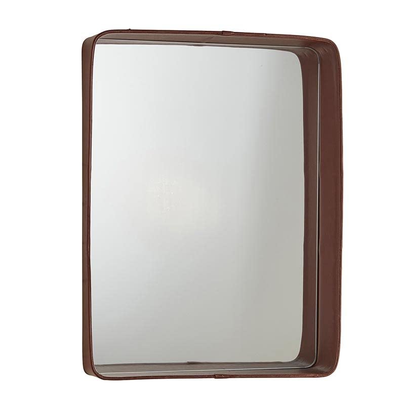 47th & Main Faux Leather Wall Accent Mirror for Home Dcor, 17" L x 24" H, Brown