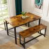 AWQM 47" Dining Table Set with Bench, Breakfast Kitchen Table Set of 4, Sturdy Structure Space-Saving Dinette for Kitchen,Breakfast Nook,Dining Room, Living Room(Brown) view 1