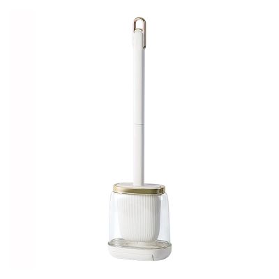 TOMYEUS Cleaner Toilet Brush Home Toilet Brush Household Silicone Toilet Brush Set Wall-Mounted Toilet Free Punch Toilet Brush Removable Base Flexible Bristles Toilet Brush Holder (Color : White)