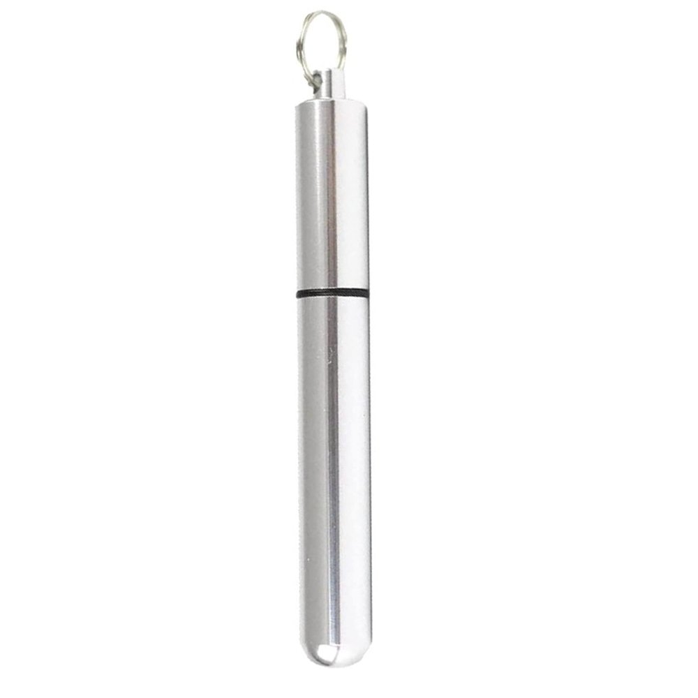 Ellylian Metal Portable Toothpick Holder Box,Pocket Waterproof Case Toothpicks Container with Keychain for Outdoor Picnic and Camping Ear Wax Removal Tool Holder,86 * 11Mm