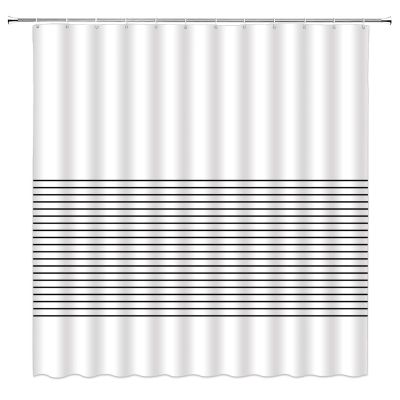 ABONAN Striped Shower Curtain Black and White Stripes Modern Simple Boho Fabric Bathroom Curtains Decor Set with Hook(67" Wx70 H)