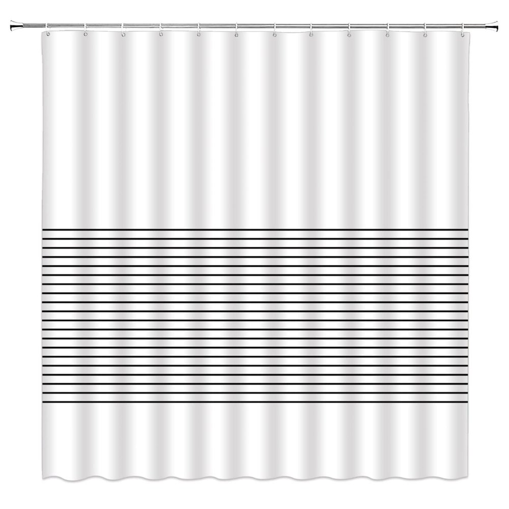 ABONAN Striped Shower Curtain Black and White Stripes Modern Simple Boho Fabric Bathroom Curtains Decor Set with Hook(67" Wx70 H)