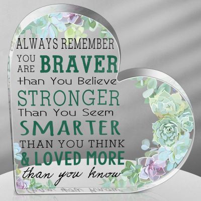 Yulejo Thank You Employee Appreciation Gift Succulent Inspirational Gift for Women Acrylic Heart Desk Sign Decor Motivational Encouragement Desk Keepsake for Coworker Staff Teacher Friend (Succulent)